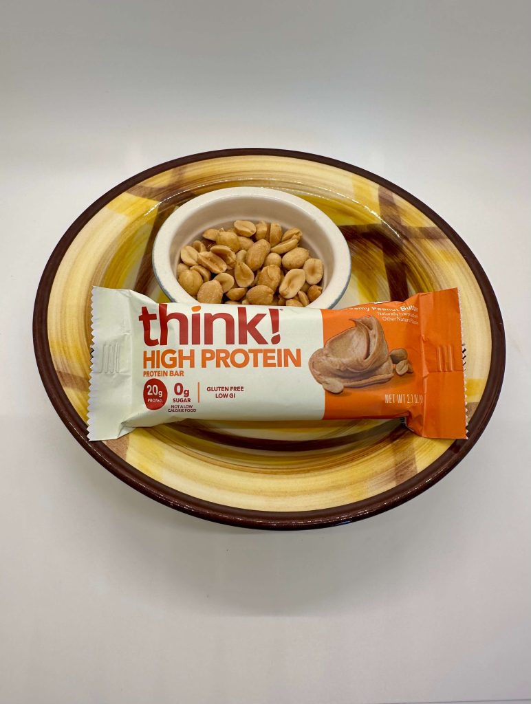 Think! High Protein Peanut Butter bar with peanuts